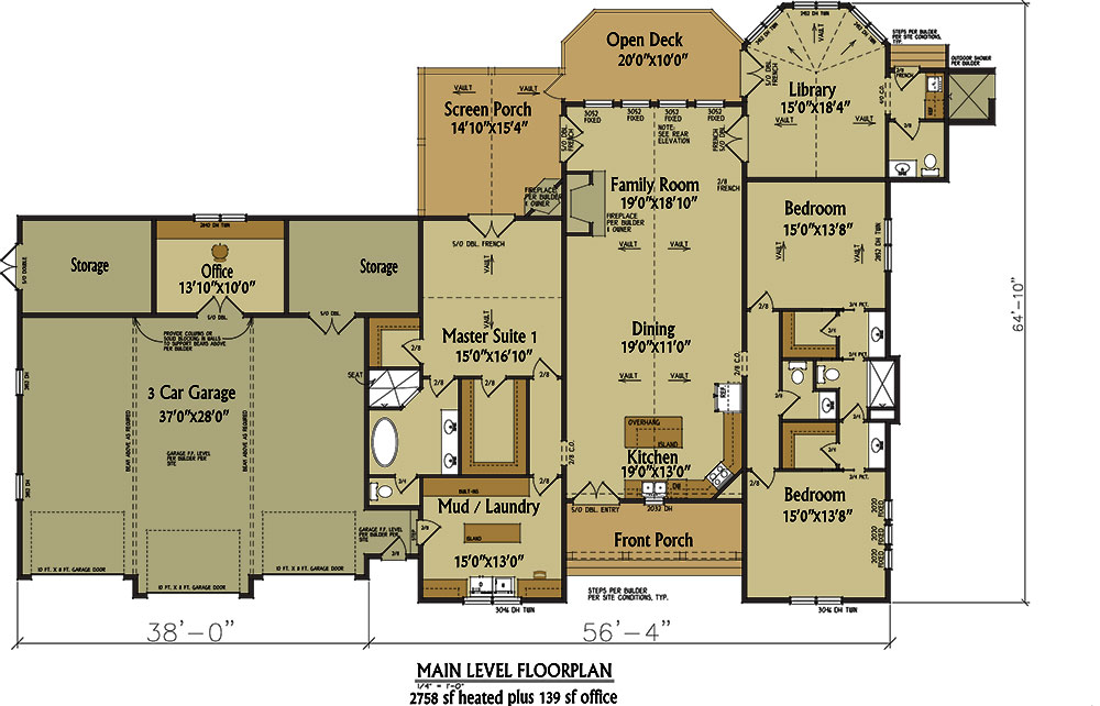 One Story Rustic House Plan Design Alpine Lodge