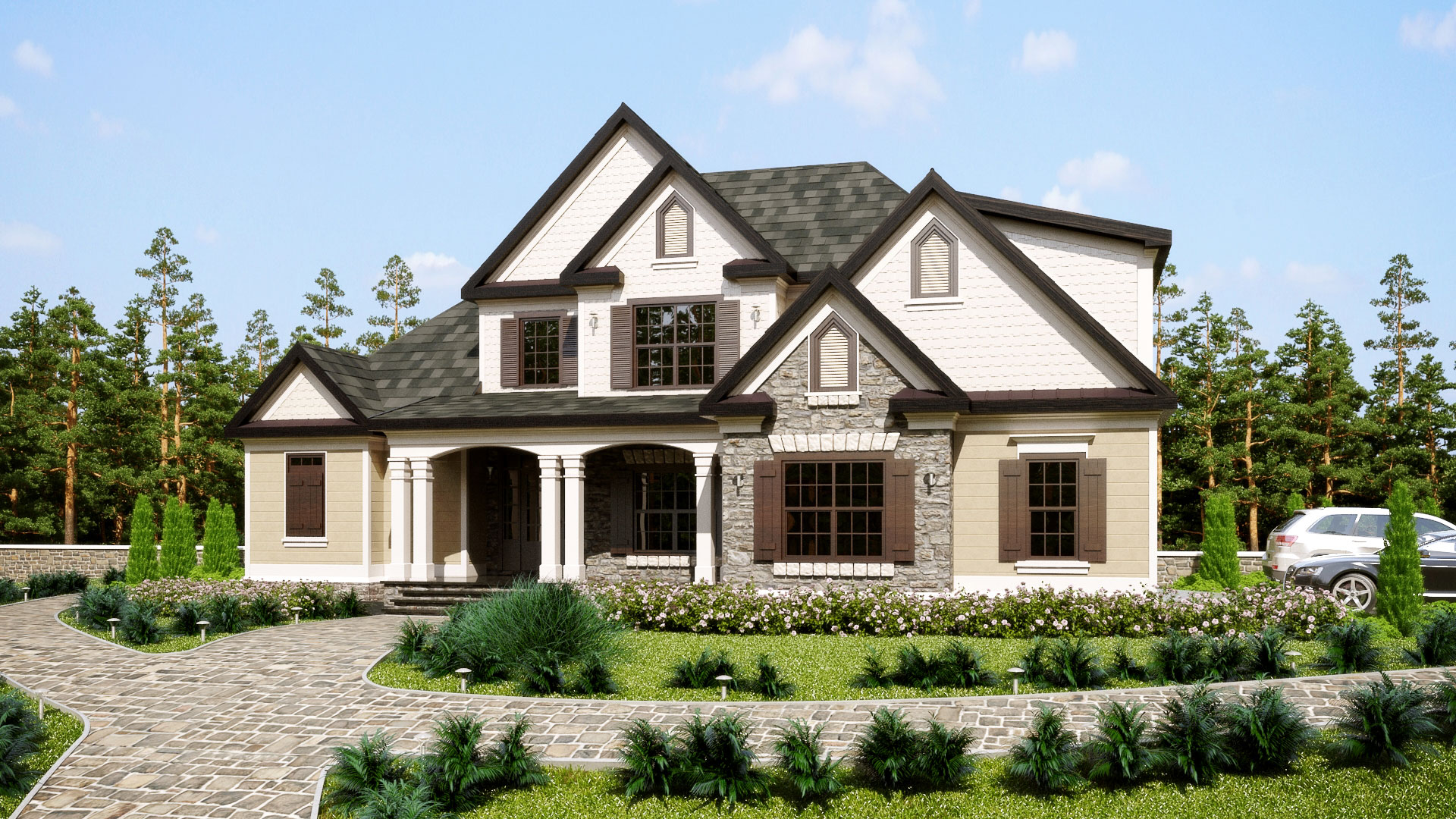 Three Story Southern Style House Plan With Front Porch