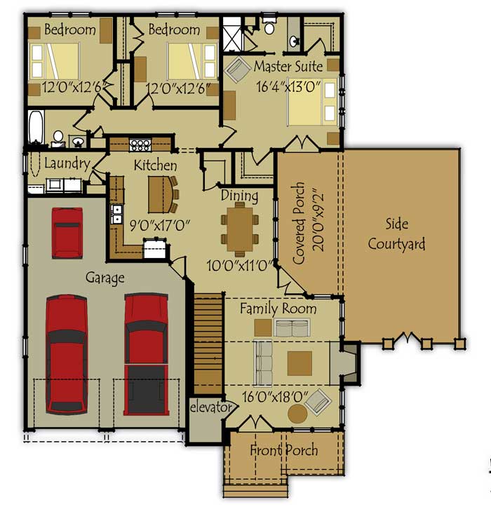 Small Single Story House Plan Fireside Cottage