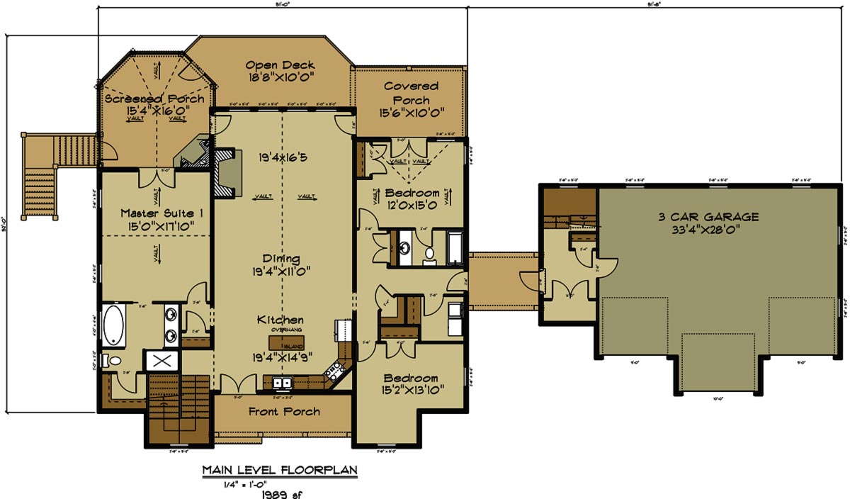 Open House Plan With 3 Car Garage Appalachia Mountain II