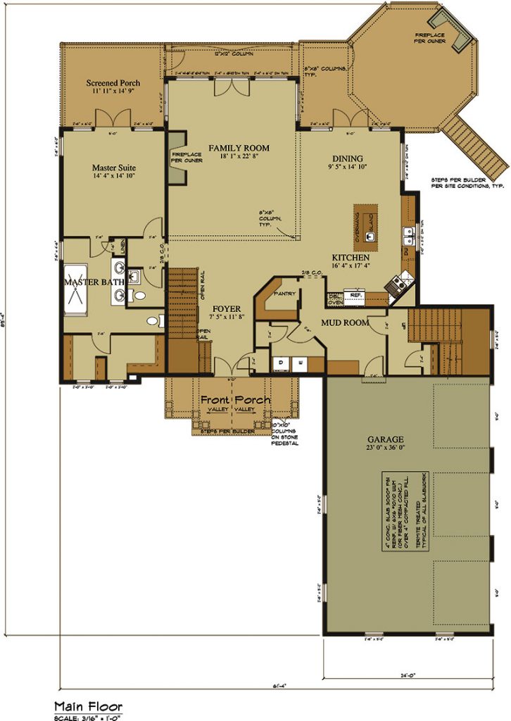 3 Car Garage Lake House Plan - Lake Home Designs