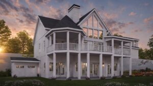 best selling lake house plan walkout basement with lake storage white siding