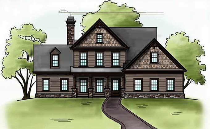 country cottage house plan with porches and garage