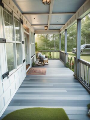 cute front porch with cream paint on cottage house blueprint