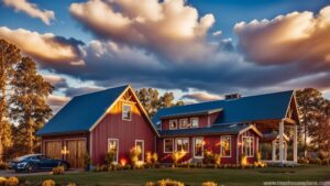 farmhouse-style bardominium with 2 car garage floor plan