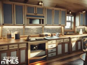 kitchen in lake cabin blueprint