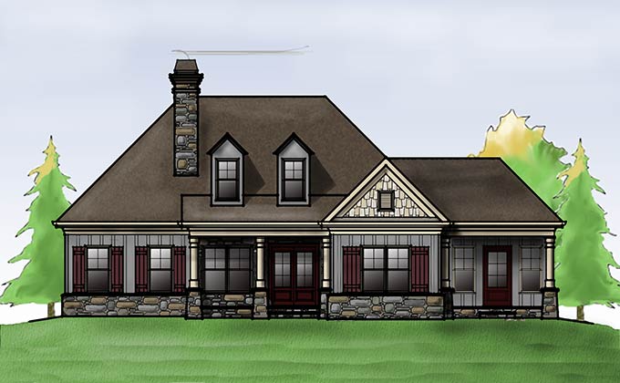 one story cottage house plan with porches and optional garage