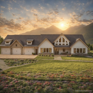 open living floor plan with 3 car garage and walkout basement