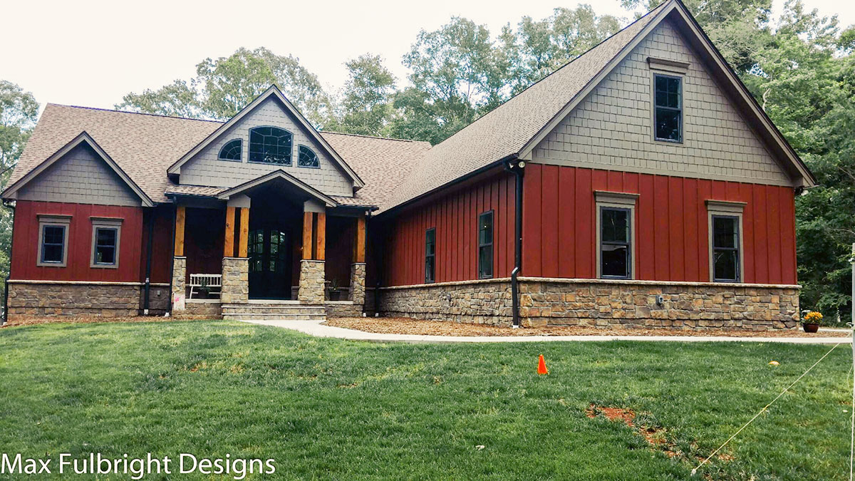 red ashveville mountain house plan with garage