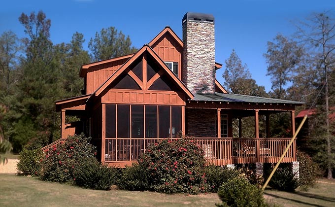 rustic cottage plan with wraparound porch