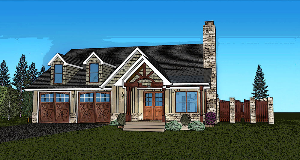 rustic one story cottage house plan