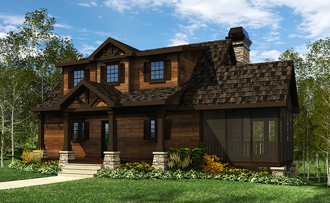 small cottage house plan screened porch acadia