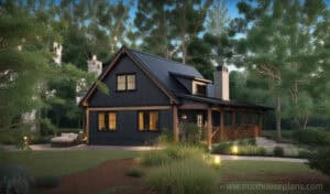 small lake cottage house plan master upstairs vaulted