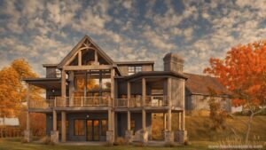 three story rustic lakehouse plan with walkout basement and recreation room