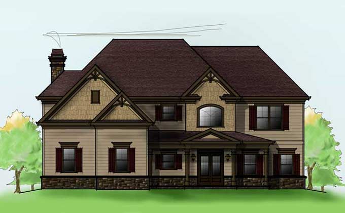 two story house plan with three car garage