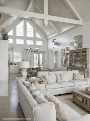 vaulted great room open living modern chic farmhouse style